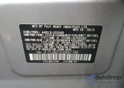 2016 Subaru Forester 2.5I Premium from USA, damaged, VIN JF2SJADC6GH461748